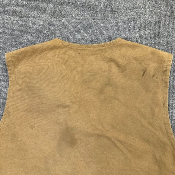 Carhartt Canvas Duck Vest Men Large Full Zip Sherpa Lined Distress Brown V26 CML - Picture 8 of 13